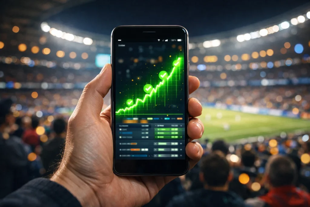 ライブベット - スマートフォンとスタジアム